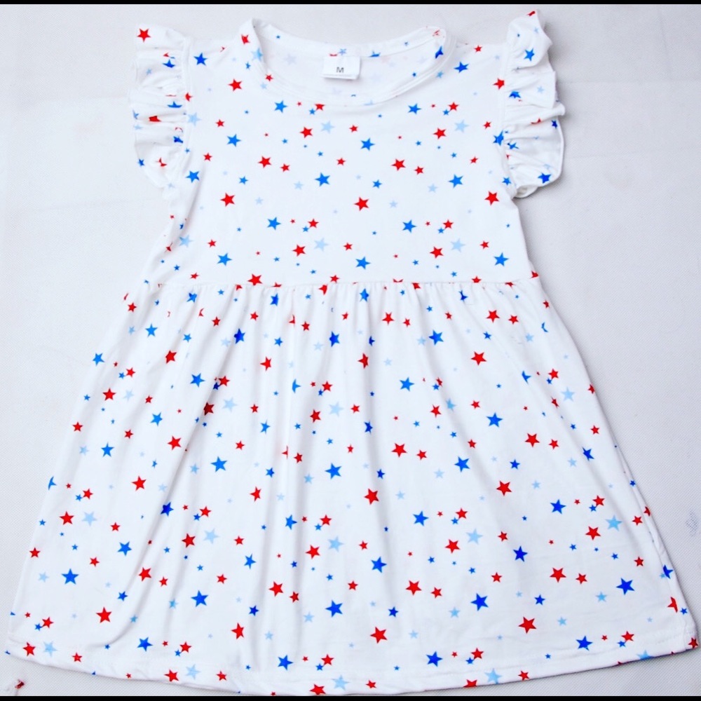 Girls patriotic stars Milk cotton dress size 2-5/6